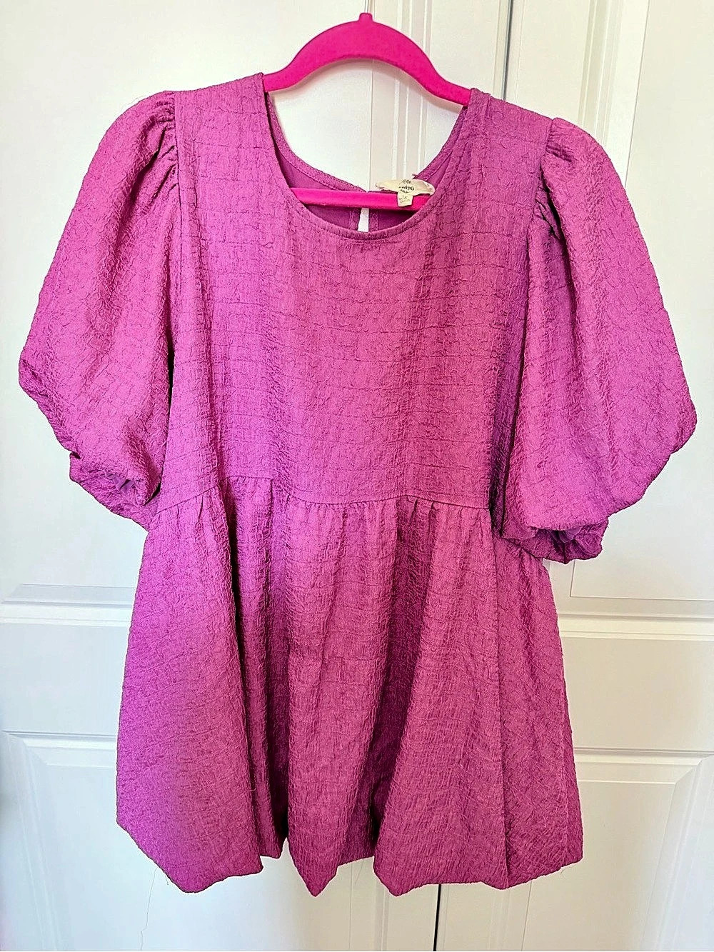 Anthropologie Pink Puff Sleeve Mini Dress Size XS